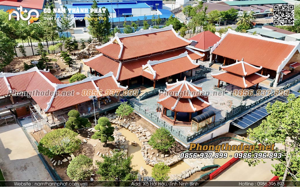 Thiết kế khuôn viên nhà gỗ 5 gian khủng có gara oto