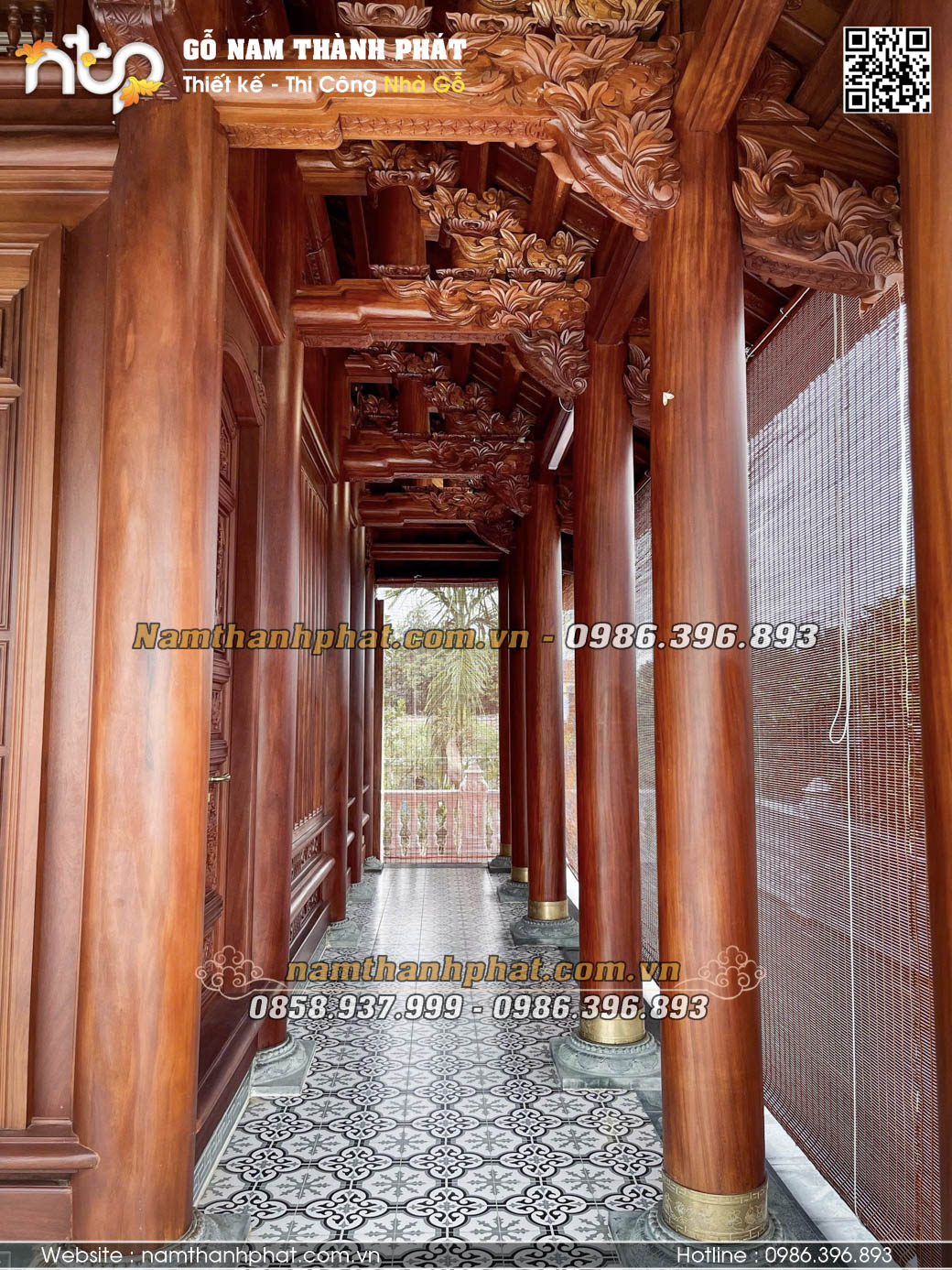 Mẫu đục hoa lá tây trên bẩy hiên, con rường nhà gỗ được Nam Thành Phát chạm đục thủ công 100% kênh bong, sắc nét.