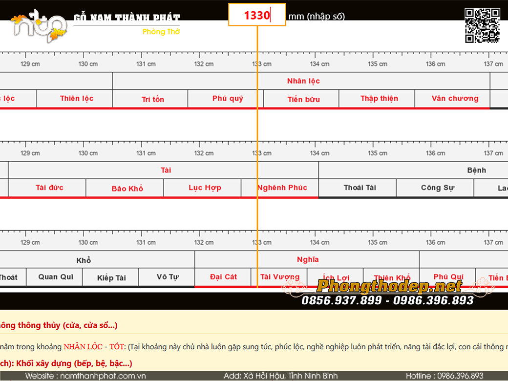 Chọn cung số đỏ đẹp trên thước Lỗ Ban