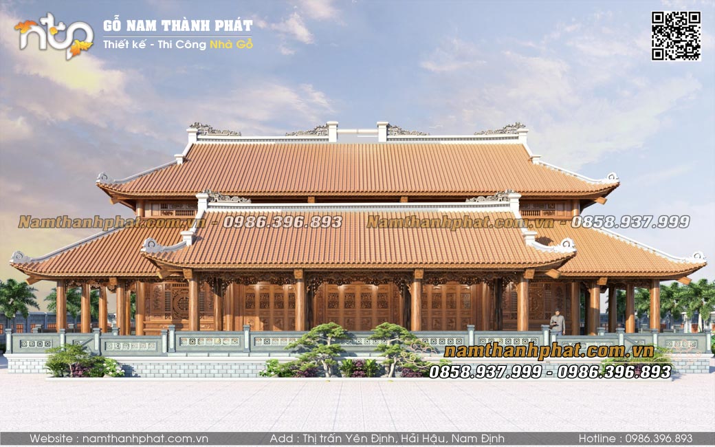 Nhà gỗ 5 gian 2 chái kích thước khủng cột cái lên tới 55cm